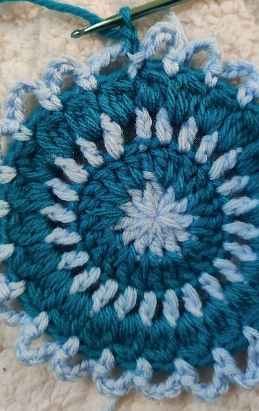 seaside coastal flower crochet coaster