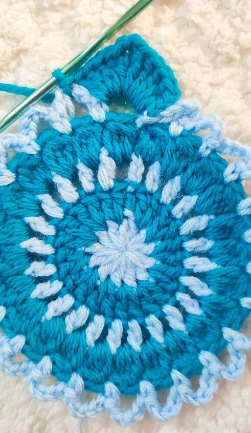 seaside coastal flower crochet coaster