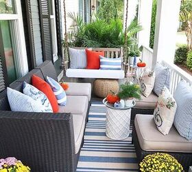 s 13 ways to get your yard ready for outdoor dining, Decorate your porch with weatherproof pillows