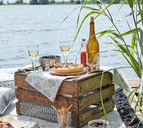 s 13 ways to get your yard ready for outdoor dining, Make a convertible picnic basket from a fruit box