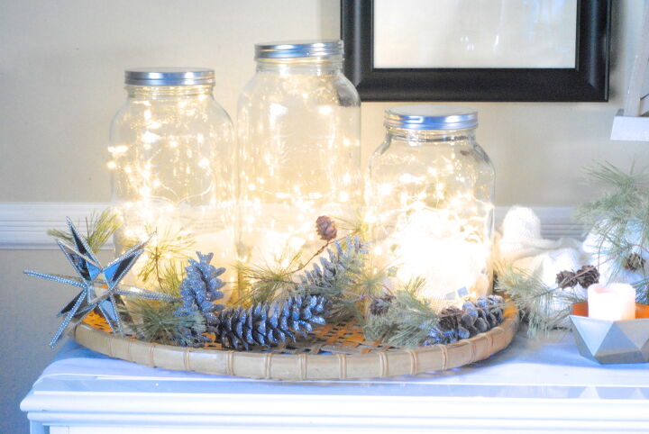 s 14 ways to make your home sparkle with fairy lights, Illuminate your dining room with lit up Mason jars