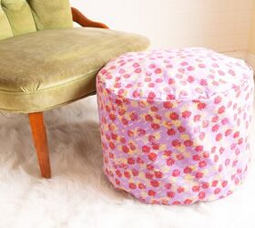 how to make a diy floor pouf fabric scrap buster, after