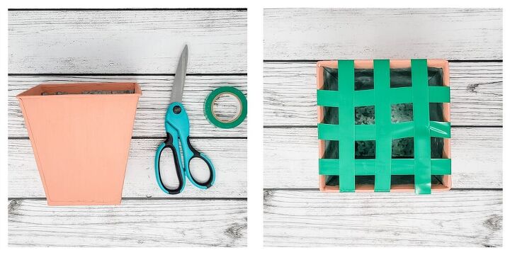 how to upcycle a dollar store container, Create a Tape Grid