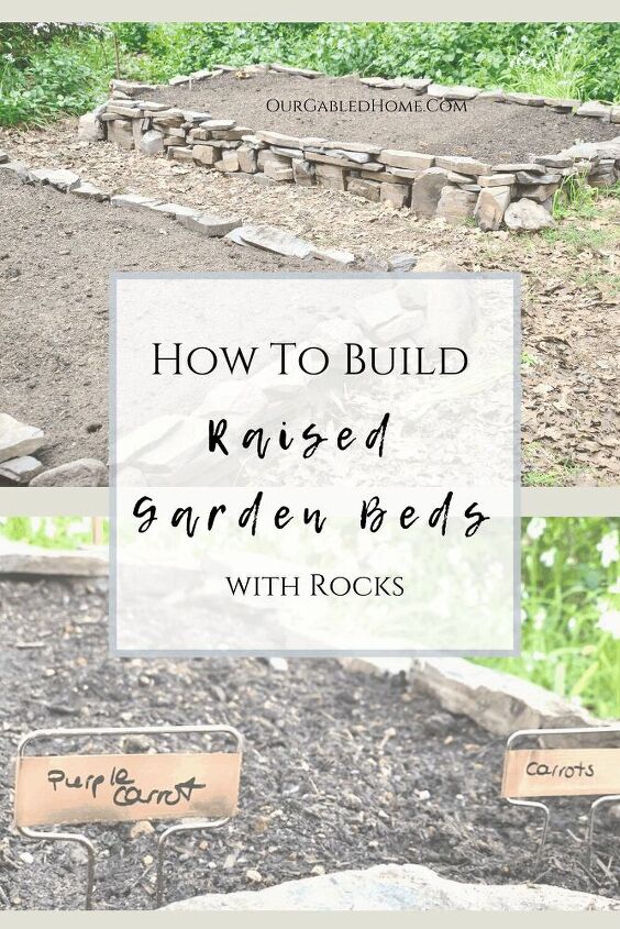 raised garden beds with rocks