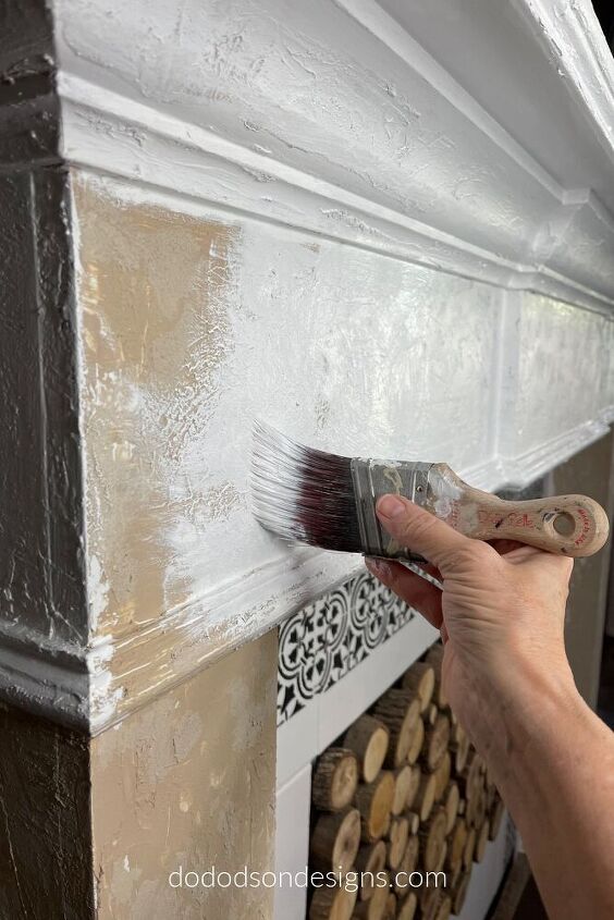 how to get a diy chipped paint look fireplace mantel makeover