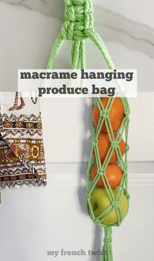 bolsa colgante de macram para frutas y verduras