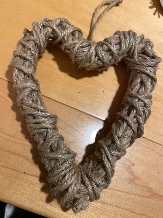 guirnalda de yute y cuerda en forma de corazn, Guirnalda de corazones con cuerda