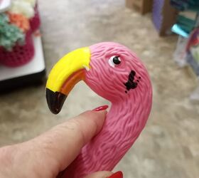 flamingo wreath with dollar tree products, Poor splotchy guy