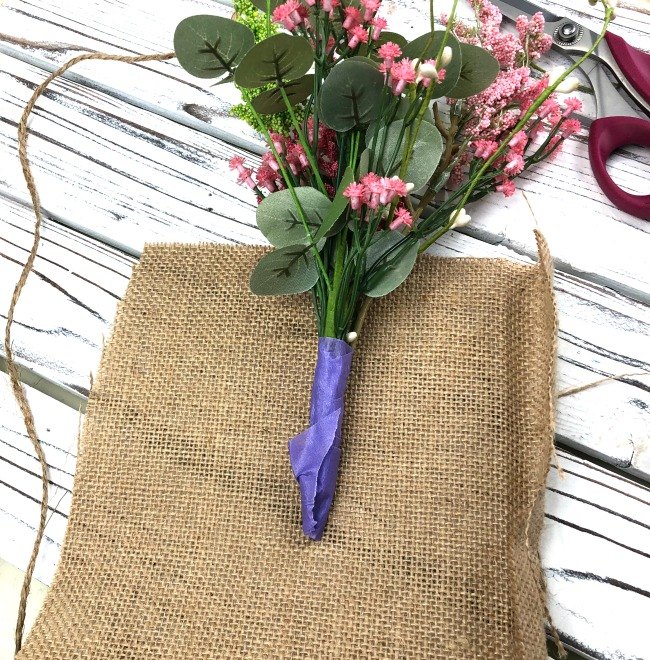 upcycled burlap bag friendship flowers