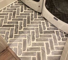 how to stencil a tile floor to look like faux brick