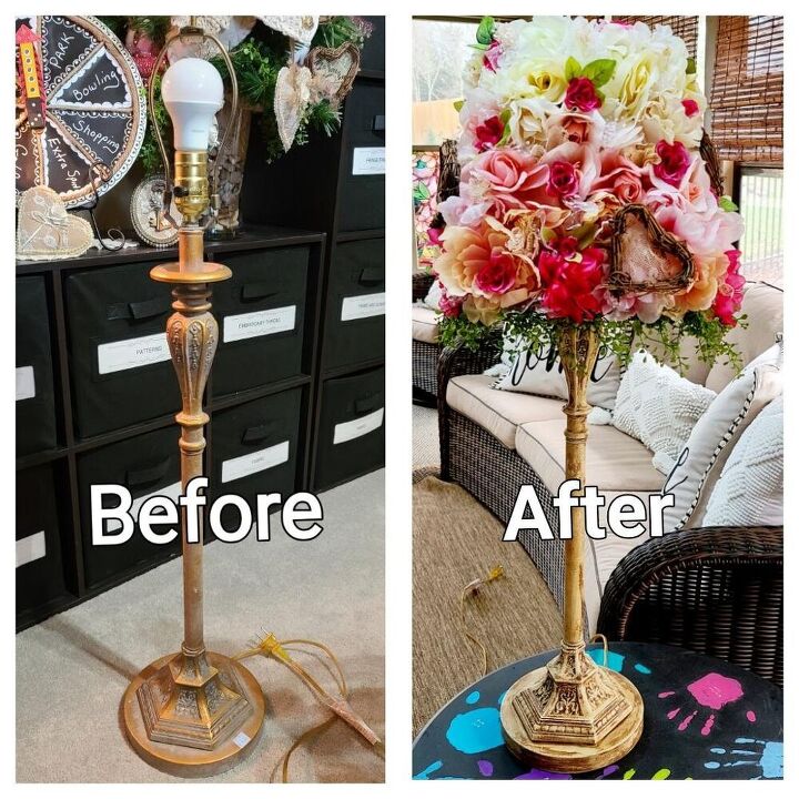 shabby chic lamp using thrift store finds
