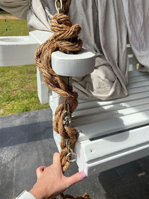 Swing Rope Installation Adding Rope to the Chain on a Porch Swing | Hometalk