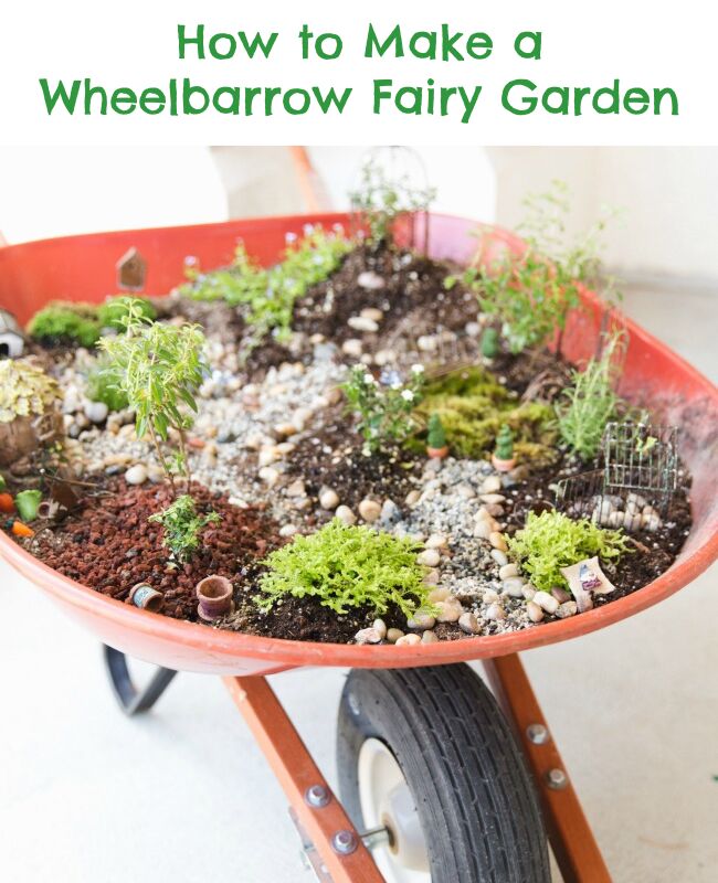 wheelbarrow fairy garden