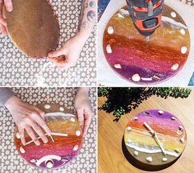 sunset sand and shells resin clock