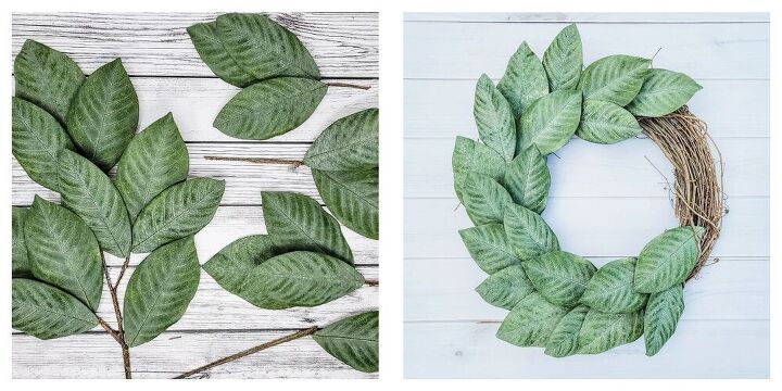 how to create a magnolia inspired wreath, Prep and Add Your Greenery