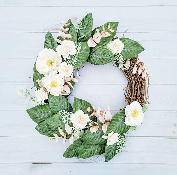 how to create a magnolia inspired wreath, Add Additional Flowers