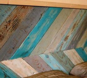 s 14 of the most impressive ways to transform a pallet right now, Add a coastal colored headboard to your bed