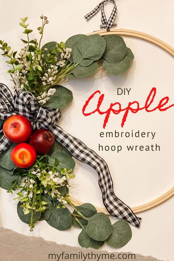 diy apple embroidery hoop wreath
