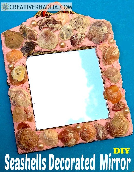 decorao de espelho diy ideias fceis de arte com conchas, Espelho decorado com conchas DIY