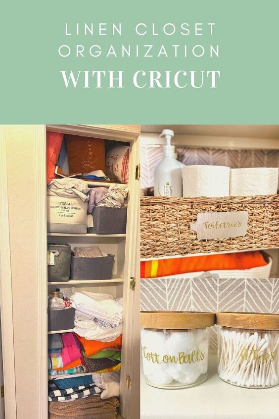 linen closet makeover with cricut