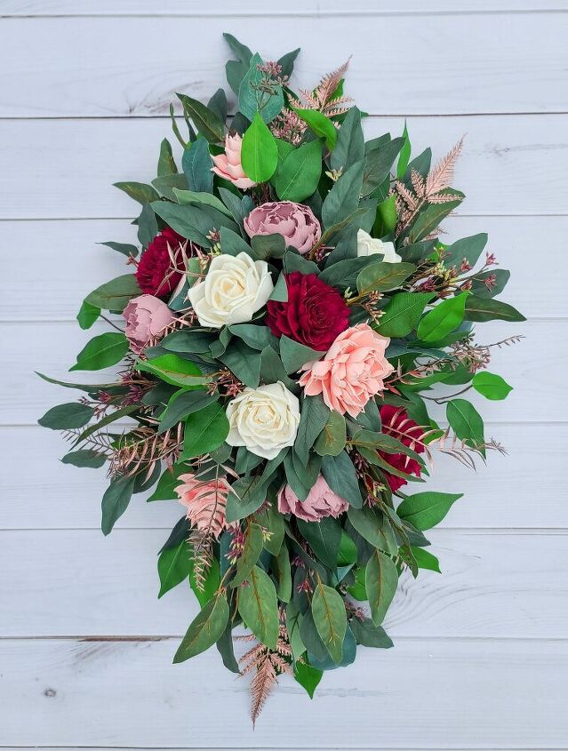 how to make a wall or arch swag, Add the Large Flowers