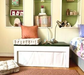 convert a coffee table into seating storage plus a night stand
