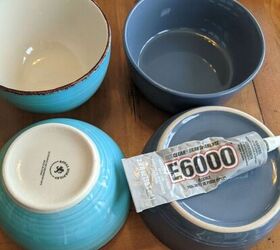 She glues together 2 bowls for a brilliant $5 decor idea