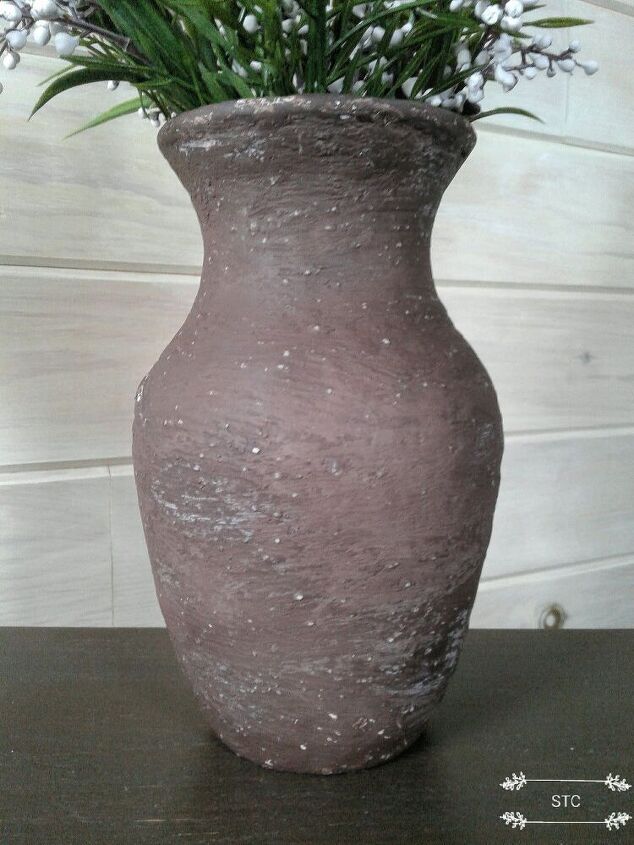 super easy way to turn a glass vase into vintage pottery, After Sanding