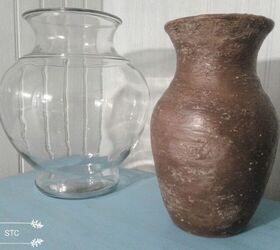 super easy way to turn a glass vase into vintage pottery, Sealed with Polyurethane