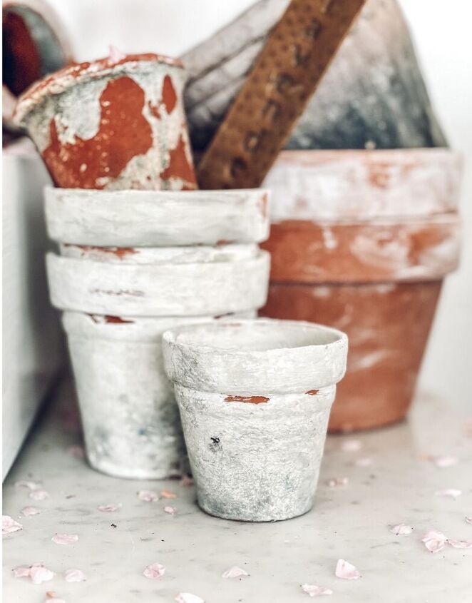 spring thrift store decor how to age terracotta pots