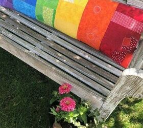 fabric scrap rainbow pillow