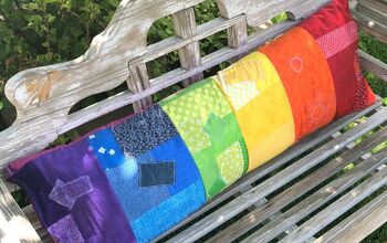  Almofada arco-íris de retalhos de tecido