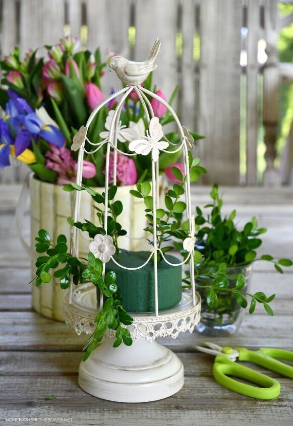 cmo hacer un arreglo floral con una jaula de pjaros decorativa