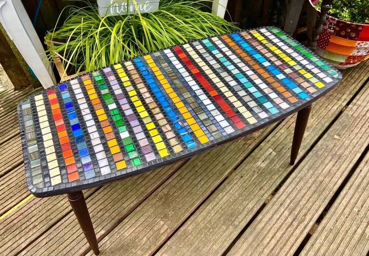 transforming an old coffee table into rainbow of hope, Rainbow table makeover