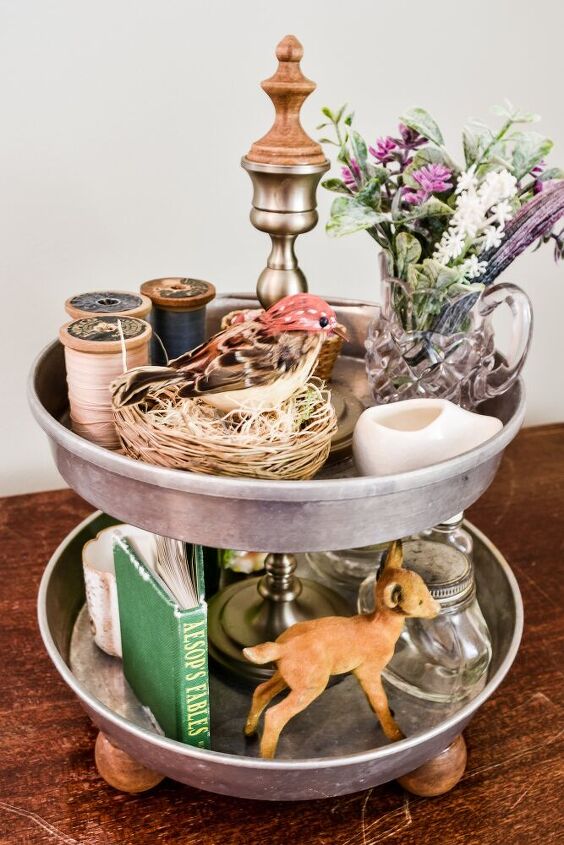 easy diy farmhouse style cake pan tiered tray