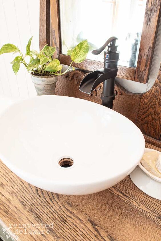 repurposed dresser converted to bathroom vanity