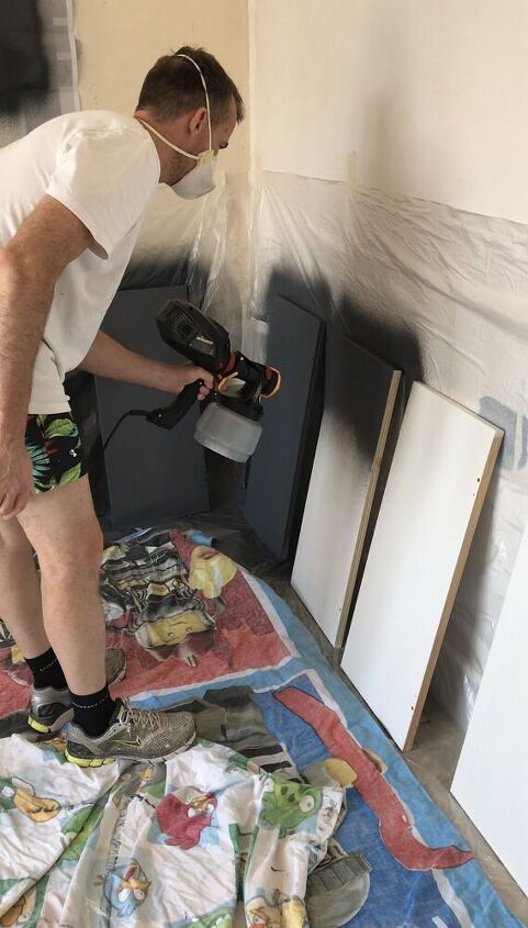 bespoke looking bookcase for ikea prices, Spraying the doors