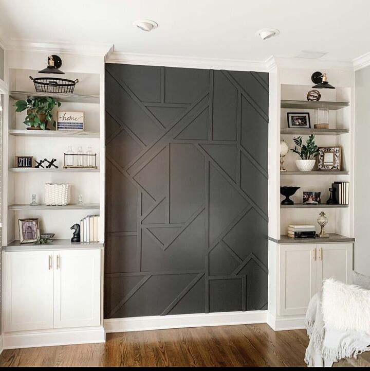 black geometric accent wall