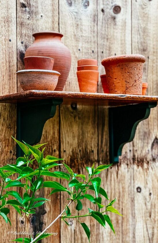 prateleira de plantador de exterior diy, Plantador ao ar livre com vasos de terracota