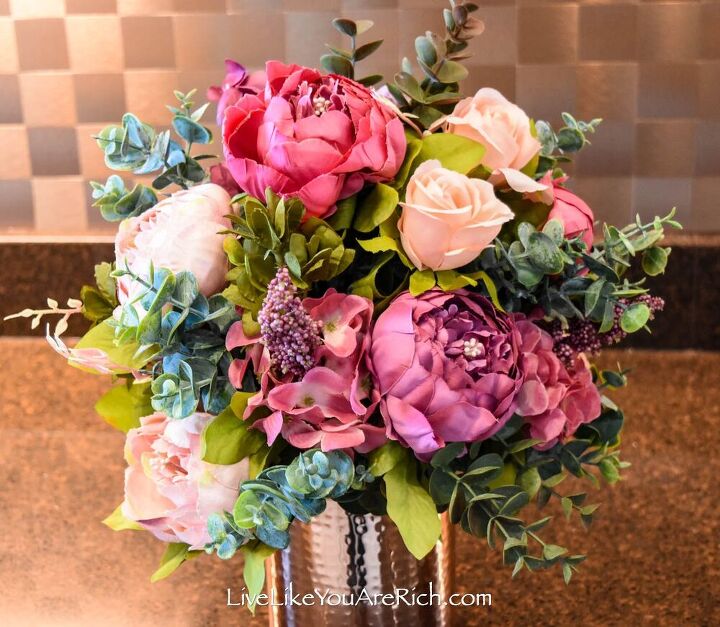 peony and rose artificial flower arrangements