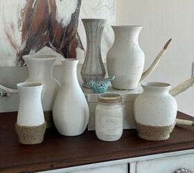 s 20 beautiful decor ideas for your end tables nightstands, These farmhouse textured vases