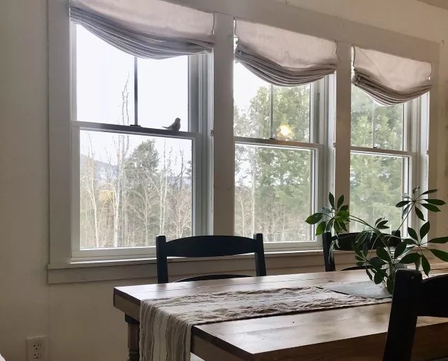 s 15 money saving curtain hacks that are too good to ignore, Attach drop cloth Roman shades