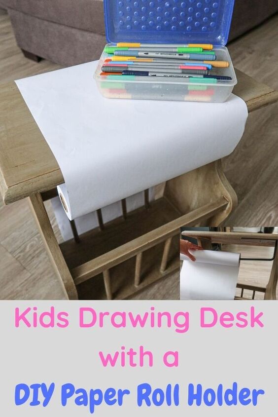 escritorio de dibujo para ninos con un portarrollos de papel diy