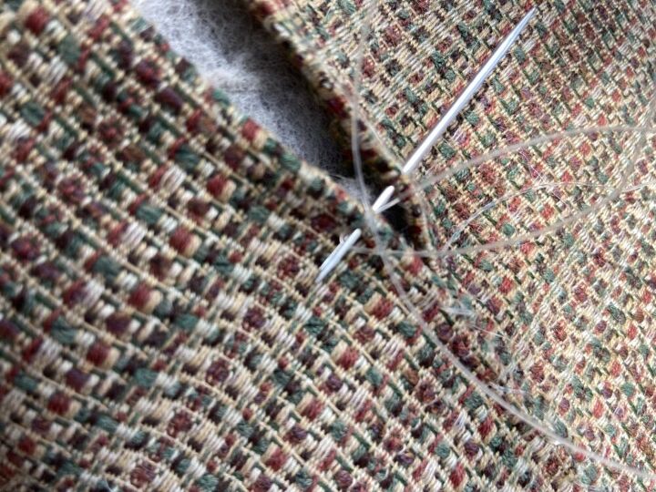 quick fix for torn patio furniture cushions, Lots of stitching
