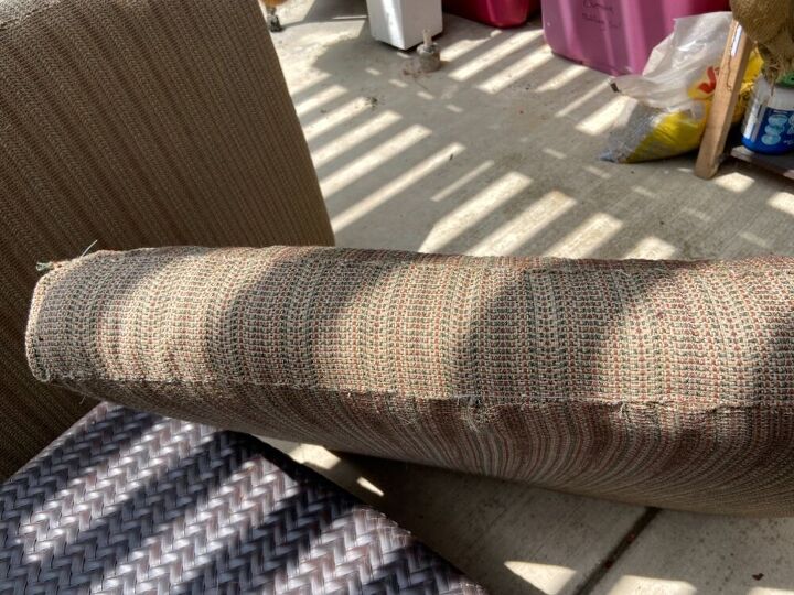 quick fix for torn patio furniture cushions, One cushion closed back up