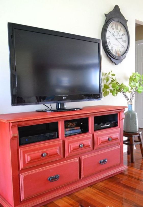 s 15 clever ways you never thought to use your old furniture, Upcycle a dresser into a media center