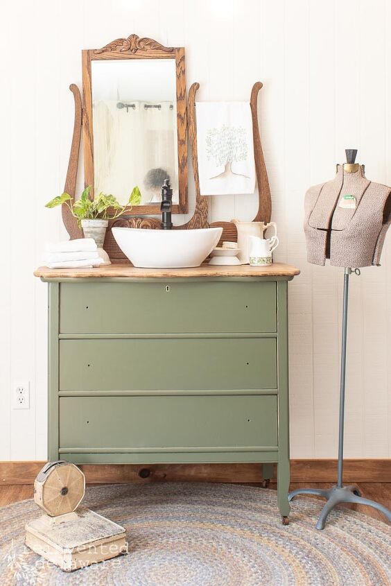 s 15 clever ways you never thought to use your old furniture, Convert a dresser into bathroom vanity