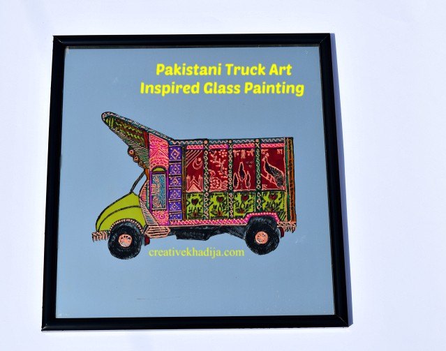 diy popsicle stick craft colorful wall art idea, F cil y nico Pakist n TruckArt GlassPainting Tutorial