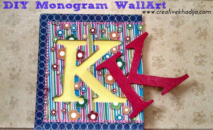 diy popsicle stick craft colorful wall art idea, Monogram WallArt Handcrafted