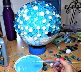 fun beautiful diy gazing ball, Sealing and adding sparkle